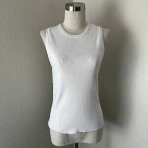 COS Sleeveless Knit Fitted Sleek Chic Top Sustainable Minimalist White Sz S